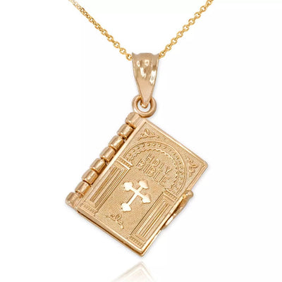 Bible Book Pendant Necklace – Scripture Charm