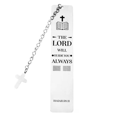 Bible Verse Cross Bookmark Pendant – Stainless Steel Faith Gift