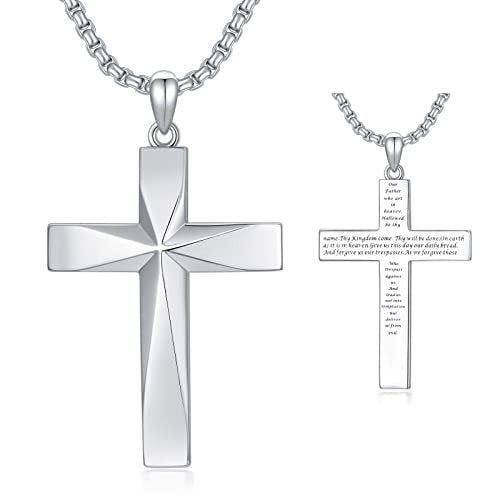 925 Sterling Silver Bible Verse Cross Necklace – Anti-Allergy Pendant