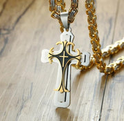 Golden Cross Titanium Pendant Necklace