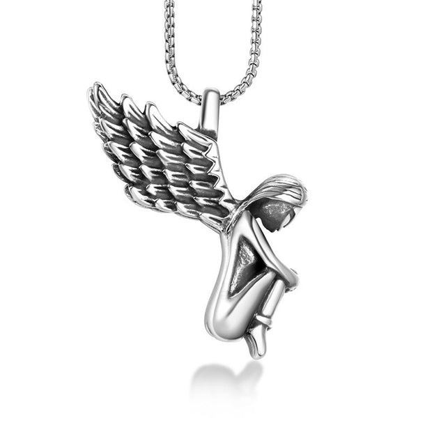 Fallen Angel Pendant – Titanium Necklace Charm