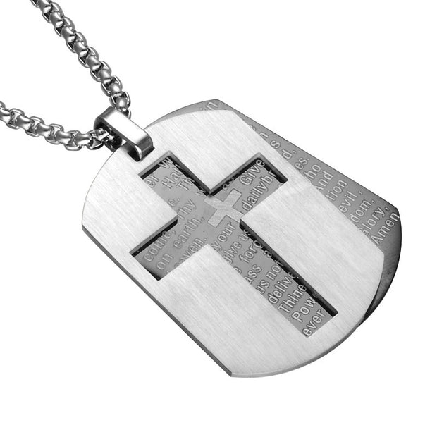 Bible Verse Army Cross Necklace