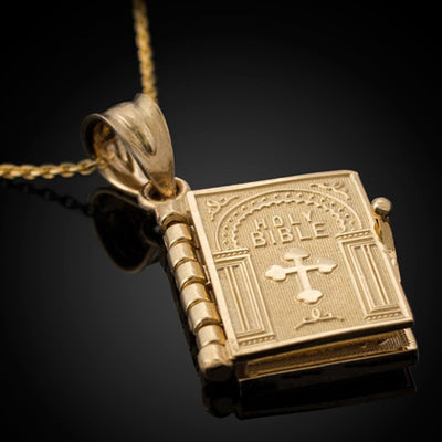 Holy Bible Book Necklace – Openable Scripture Pendant