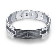 Men’s Black Cross Bible Bracelet – Stainless Steel Link Chain