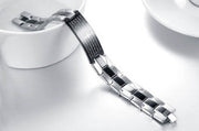Men’s Black Cross Bible Bracelet – Stainless Steel Link Chain