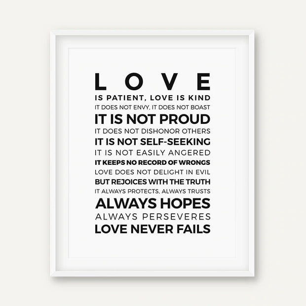 Love Is Patient Wall Art – Bible Verse Canvas