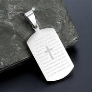 Bible Cross Dog Tag Necklace – Stainless Steel Pendant