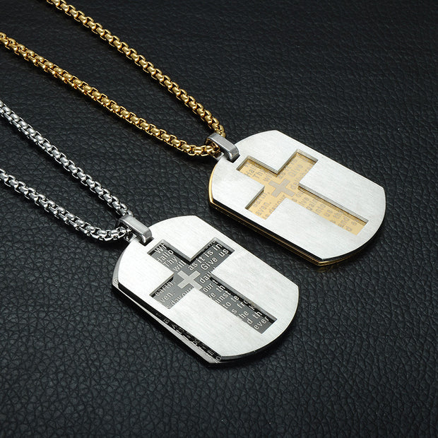Bible Verse Army Cross Necklace
