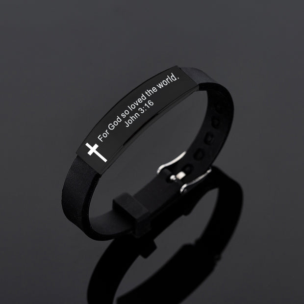 Bible Silicone Bracelet – Laser Scripture Faith Band