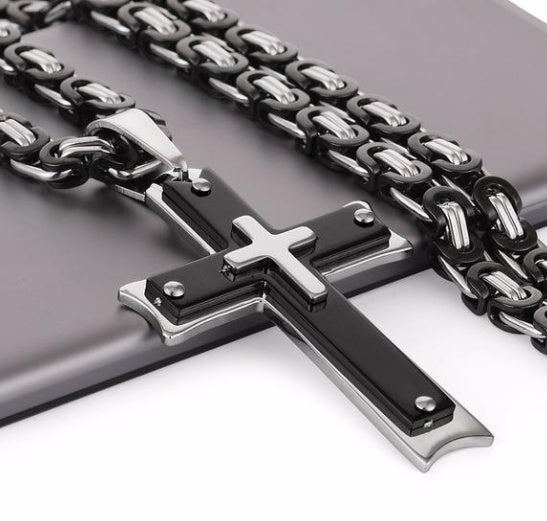 Golden Cross Titanium Pendant Necklace