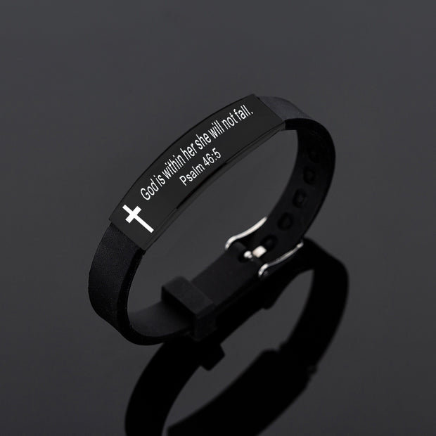 Bible Silicone Bracelet – Laser Scripture Faith Band
