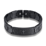 Men’s Black Cross Bible Bracelet – Stainless Steel Link Chain