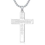 925 Sterling Silver Bible Verse Cross Necklace – Anti-Allergy Pendant