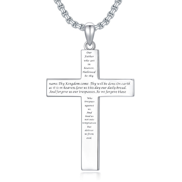 925 Sterling Silver Bible Verse Cross Necklace – Anti-Allergy Pendant