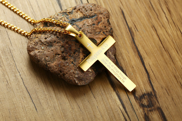 Philippians Bible Verse Necklace – Stainless Steel Pendant