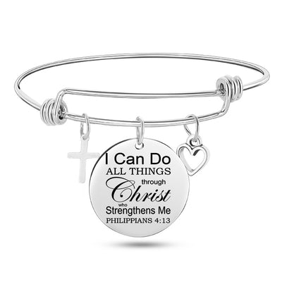 Jesus Bible Verse Bangle – Stainless Steel Christian Bracelet