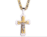 Golden Cross Titanium Pendant Necklace