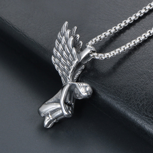 Fallen Angel Pendant – Titanium Necklace Charm