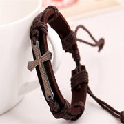 Vintage Cross Scripture Leather Bracelet