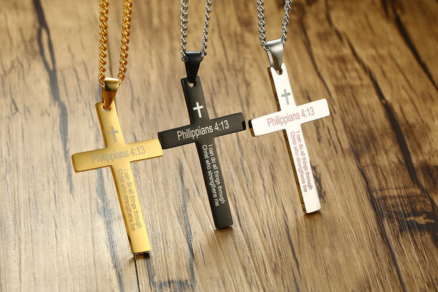 Philippians Bible Verse Necklace – Stainless Steel Pendant
