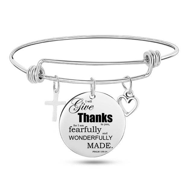 Jesus Bible Verse Bangle – Stainless Steel Christian Bracelet
