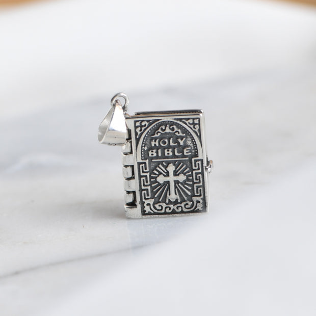Silver Cross Bible Pendant – Christian Jewelry