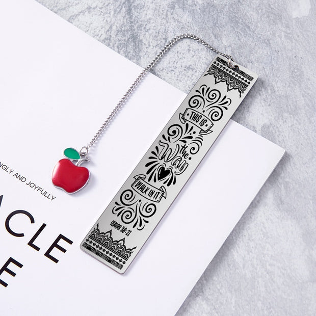 Bible Verse Apple Bookmark Pendant – Stainless Steel Gift