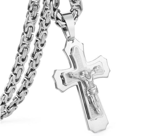 Golden Cross Titanium Pendant Necklace