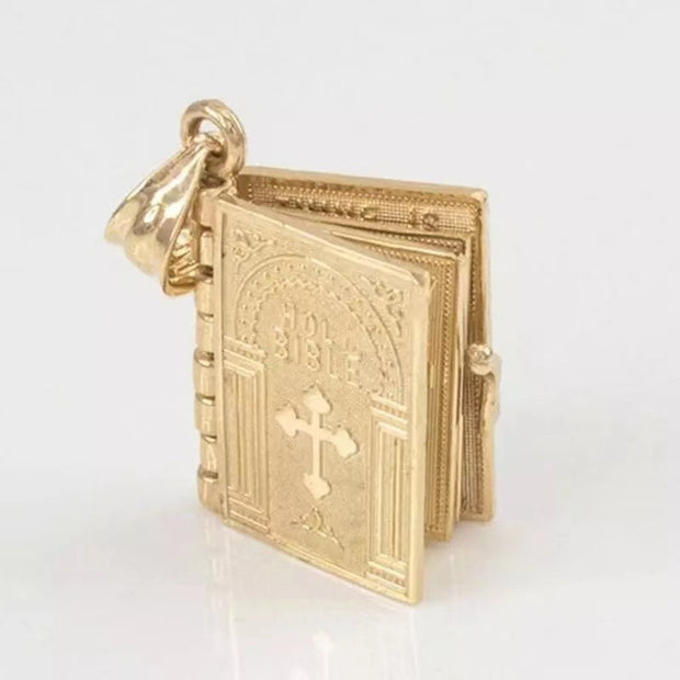 Bible Book Pendant Necklace – Scripture Charm