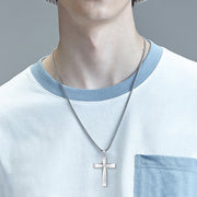 925 Sterling Silver Bible Verse Cross Necklace – Anti-Allergy Pendant