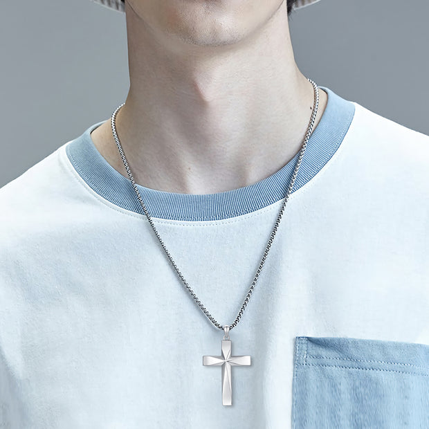 925 Sterling Silver Bible Verse Cross Necklace – Anti-Allergy Pendant