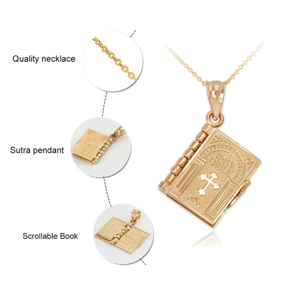 Holy Bible Book Necklace – Openable Scripture Pendant