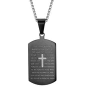 Bible Cross Dog Tag Necklace – Stainless Steel Pendant