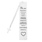 Bible Verse Cross Bookmark Pendant – Stainless Steel Faith Gift