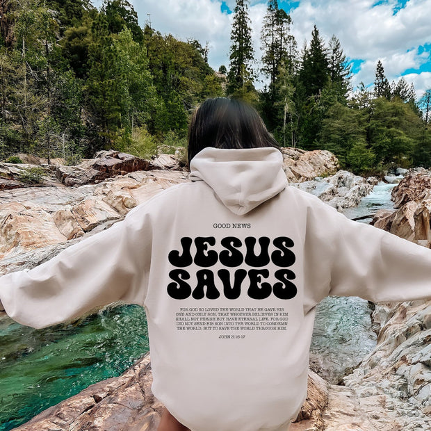 Jesus Saves Hoodie – Bible Verse Reveal Sweater