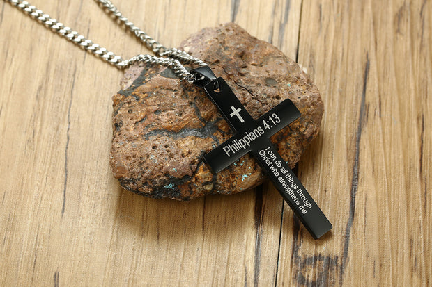 Philippians Bible Verse Necklace – Stainless Steel Pendant