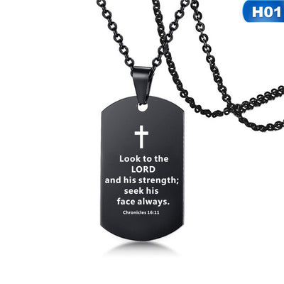 Bible Verse Cross Necklace – Stainless Steel Pendant