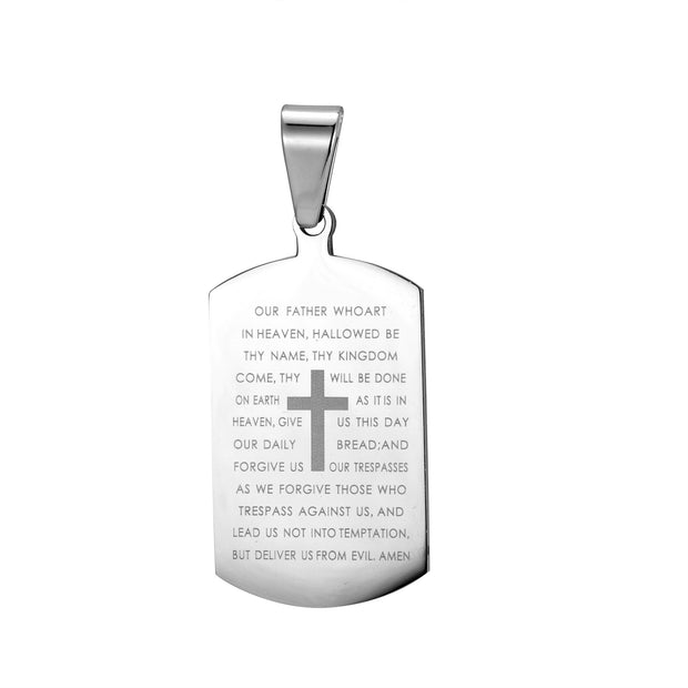 Bible Cross Dog Tag Necklace – Stainless Steel Pendant