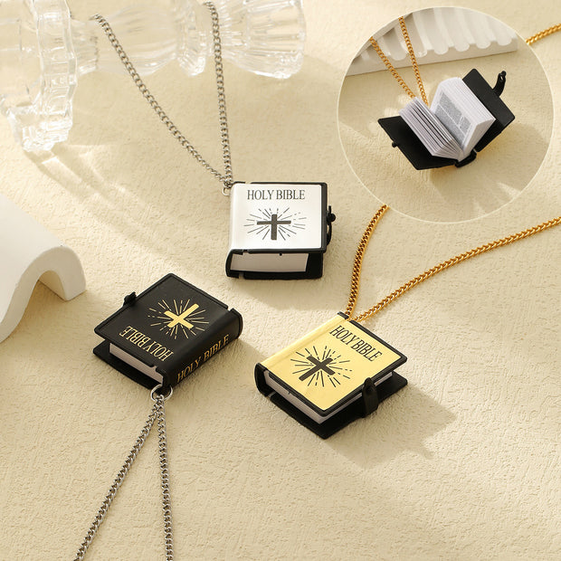 Bible Verse Cross Necklace – Stainless Steel Pendant