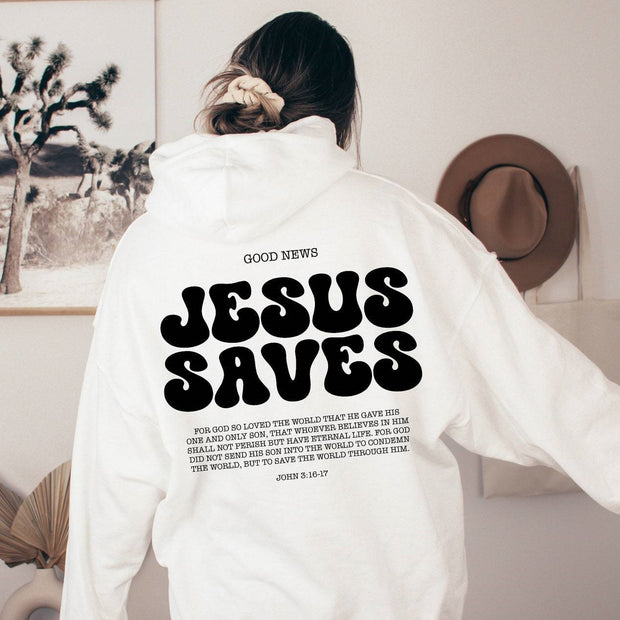 Jesus Saves Hoodie – Bible Verse Reveal Sweater