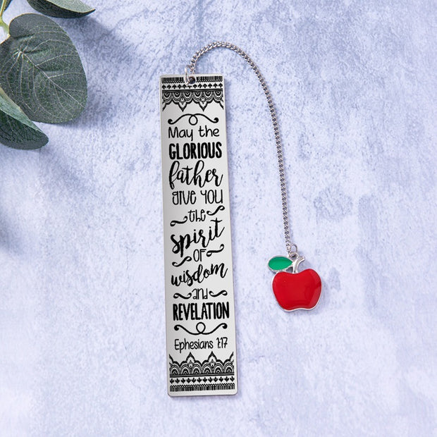 Bible Verse Apple Bookmark Pendant – Stainless Steel Gift