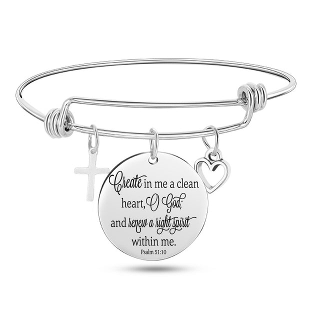 Jesus Bible Verse Bangle – Stainless Steel Christian Bracelet