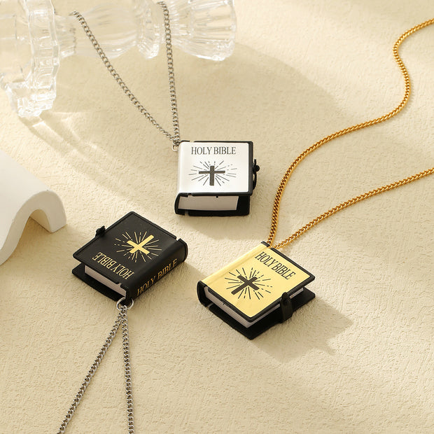 Bible Verse Cross Necklace – Stainless Steel Pendant